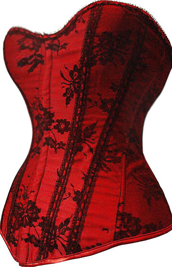 Deep yet Vibrant Red Corset with Delicate Lace Overlay