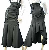 LONG BLACK FISHTAIL CORSET SKIRT