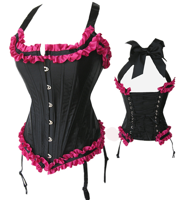 Pink Boned Burlesque Corset - Corsets