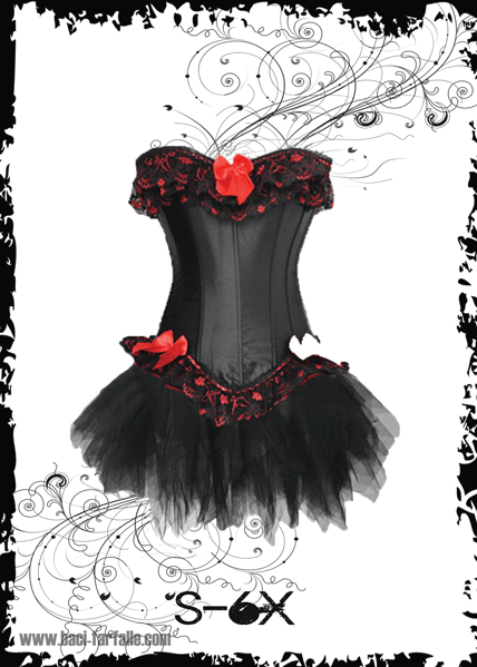Black Corset With Red Bows and Tutu Skirt - Great pirate costume Lolita costume vampire costume! S-6XL