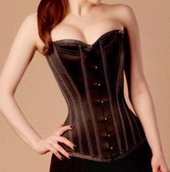 Victorian Brown Satin With Steel Front Boning