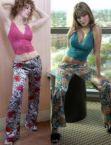 Stretch Lace Camisole and Animal Print Charmeuse Pajama Set