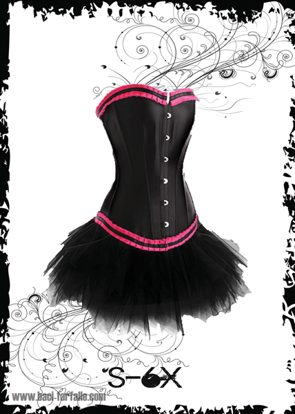 So Hot Pink and Black Diva Corset with Black Tutu