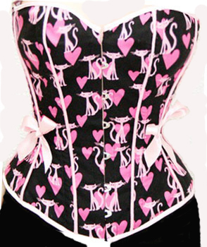 Hot pink and black hearts and baby phat cat corset