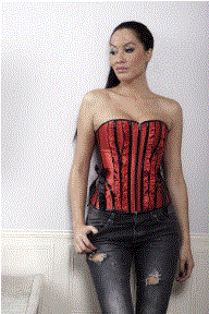 NEW Sexy Satin Red & Black Front Zipper Corset