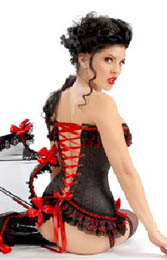 Sexy Black and Red Ruffle Corset