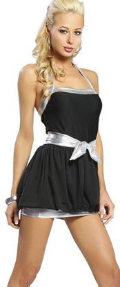 Black and Silver Halter Baby Doll