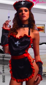 Nasty Black and Red Nurse Costume