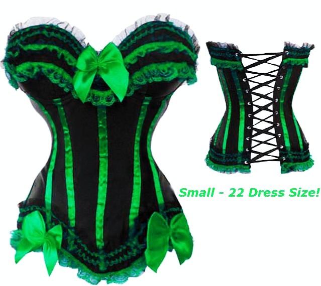 Green Corset - Green Black Corset With Green Trim S-6X (more colors!)