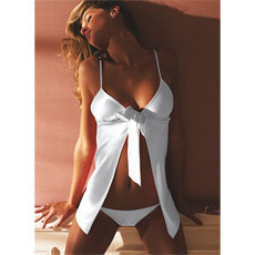 White Peek-A-Boo Lingerie Top and G String
