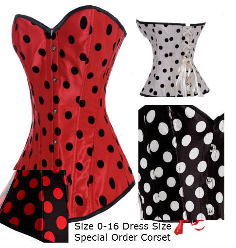 Red corset with black dots  - White with Black - Black with Red Corset