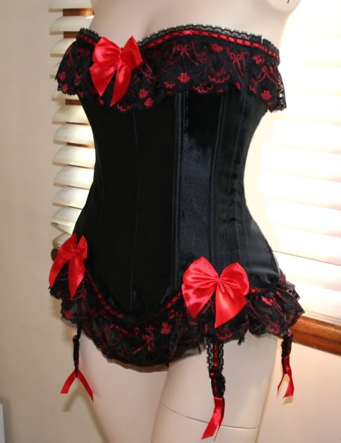 Sexy Black and Red Ruffle Corset Dress Size 2-26