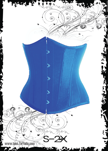 Blue Under Bust Corset with Steel Busk Sm-7