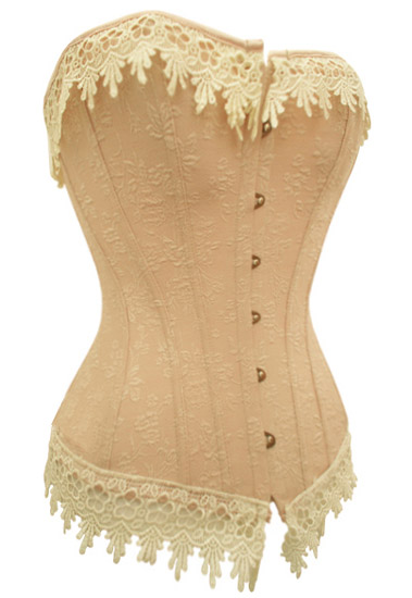 Extremely Sturdy Classic Creme Corset with Victorian Ruffle Trim