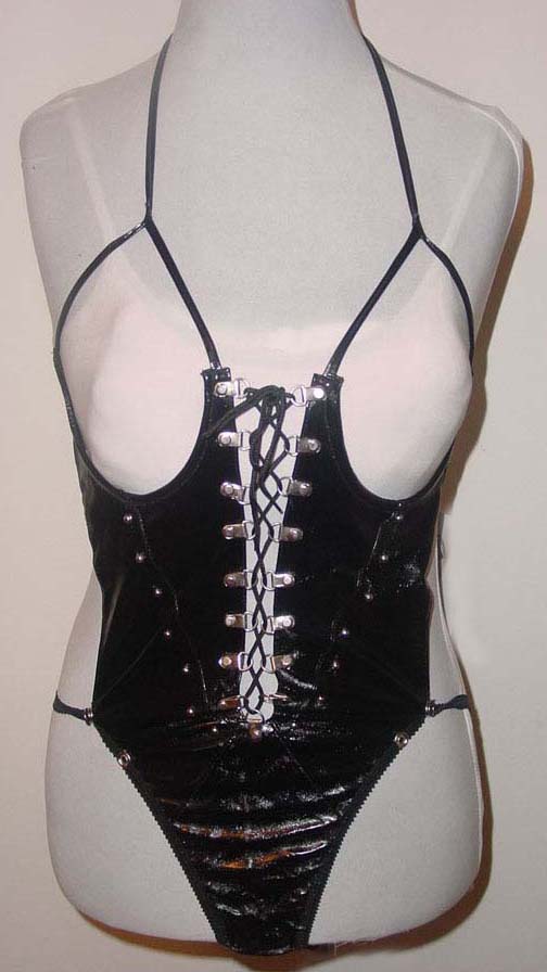Teddy Open Bust Lace Up Patent PVC