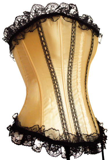 Sensuous Gold Yellow Corset with Black Lace Corset  - Small to Plus Size Yellow Corset