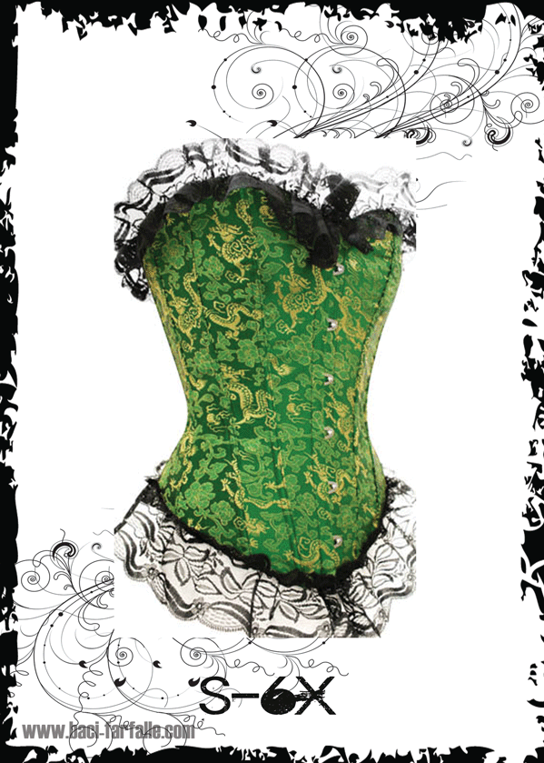 Emerald green with gold dragon corset design Sm-6XL