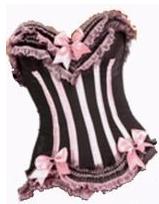 Sexy Pink and Black Lace Up Corset with Matching Thong