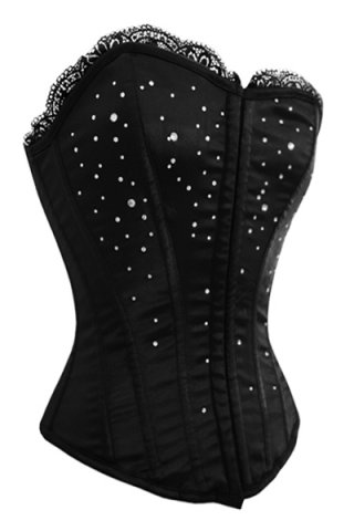 Stunning over swelled top black diamond corset top