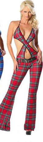 Plaid Red Cross Top and Bell Bottoms