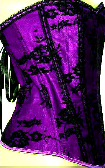 Sexy Black Lace over Purple Corset