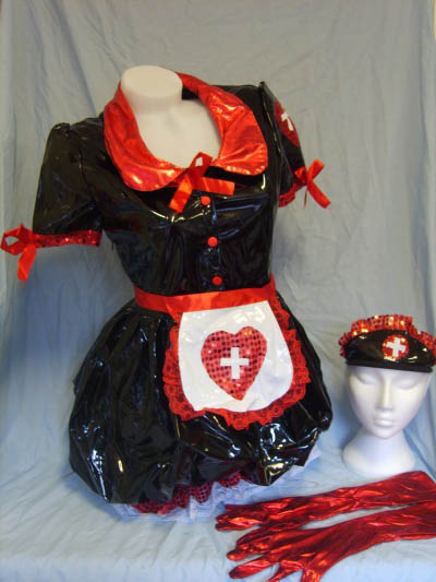 Sensuous Black and Red Nurse Costume