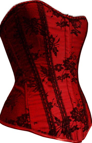 Black Lace over Deep Red Formal Corset