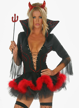 Sensuous and Tantilizing Front Lace Up Devil Costume