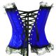 Sexy Blue Corset with Black Lace Trim