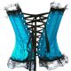 Sexy Turquoise Corset with Black Lace Trim