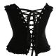Black Tapestry Corset with Ruffled Trim and Bow