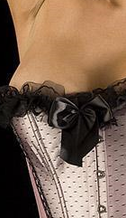 Pink and black chantilly lace pin up corset S-6X
