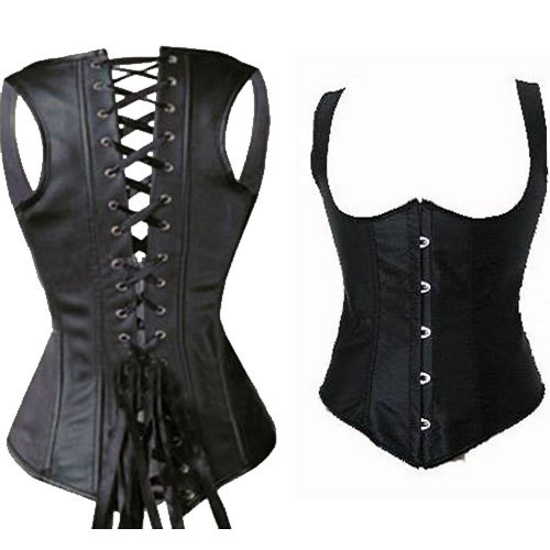 Very Sturdy Black Under Bust Corset or Black Patent Leather Under Bust with Straps Sm-8XL