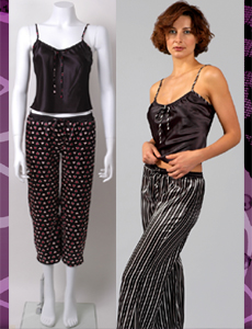 Printed Charmeuse Camisole Pajama Set with Drawstring Capri Pant