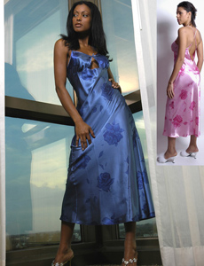Floral Print Charmeuse Gown