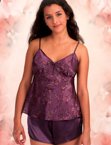 Printed Charmeuse Camisole Tap Set