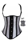 Underbust corset, black and white, striped steel corset