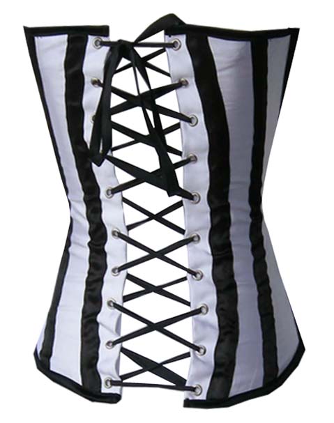Underbust corset, black and white, striped steel corset