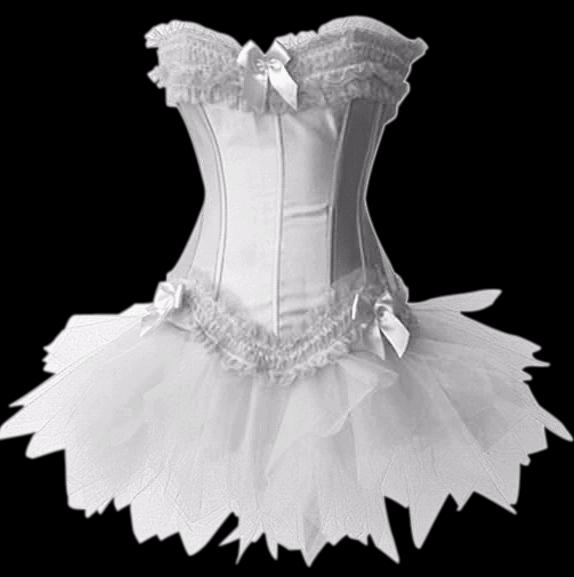 White satin corset with tutu skirt