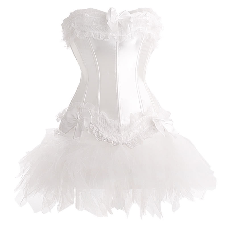 White satin corset with tutu skirt