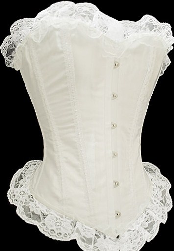 Sexy White Satin Corset With Sturdy Boning and Lovely Lace
